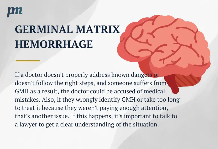 explanation of germinal matrix in a medical malpractice occurrence with a flat design of the brain 