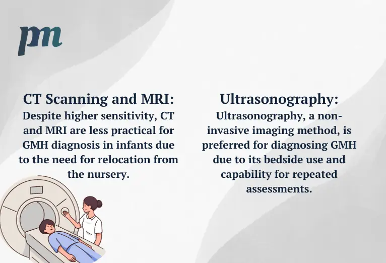 imaging technology explained with a small illustration showing a nurse giving a ct scan