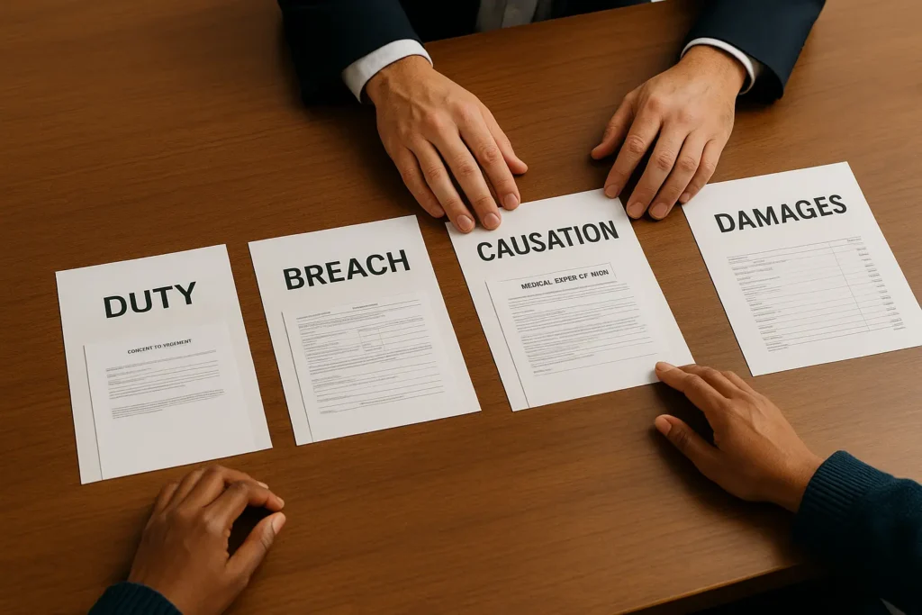 Intake table duty, breach, and causation, and damages.