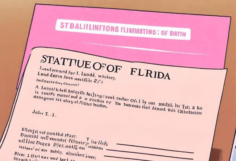 A legal document with the title 'Statute of Limitations on Birth Injury in Florida' highlighted, representing the importance of evaluating your case with regards to what is the statute of limitations on birth injury in Florida.